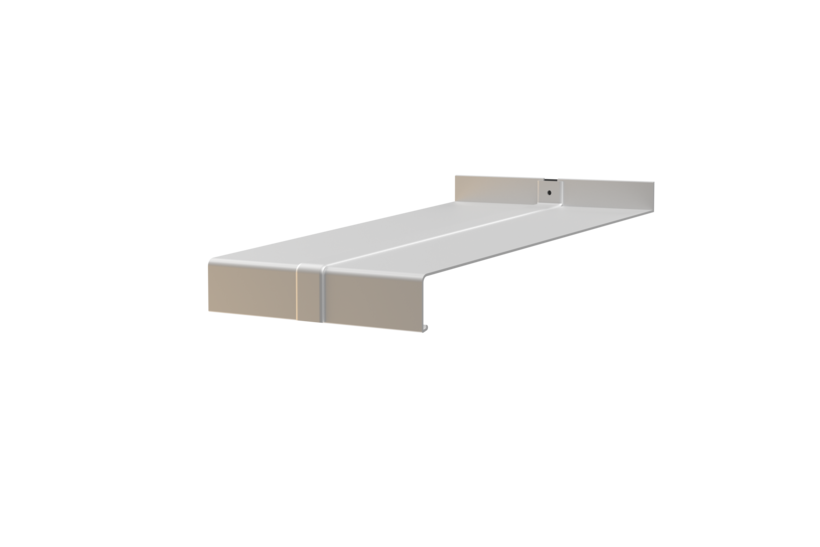 Window sill including push-fit connector H500D, Softline Plus variant, blank aluminum surface, projection 320 mm
