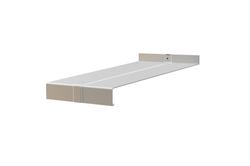 Window sill including push-fit connector H500D, Softline Plus variant, blank aluminum surface, projection 380 mm