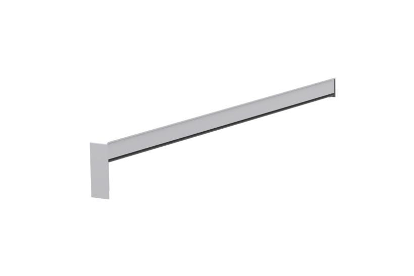 Gleitabschluss A 500 V, Farbe Alu blank, Ausladung 380 mm, Ausrichtung links, Ansicht innen