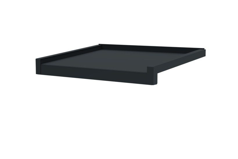 Fensterbank inkl. Gleitabschluss, Farbe RAL 7016, Ausladung 380 mm