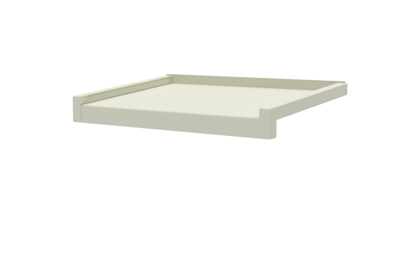 Fensterbank inkl. Gleitabschluss, Farbe RAL 9016, Ausladung 340 mm