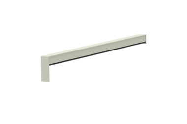 Gleitabschluss A 500 V, Farbe RAL 9016, Ausrichtung rechts, Ansicht innen, Ausladung 360 mm