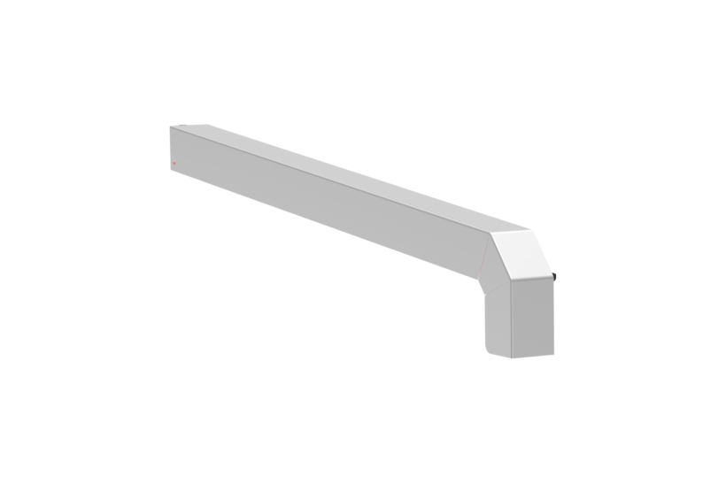 Window sill trim A 600 GS/24, standard version, surface finish bright aluminum, alignment left, view from outside, projection 380 mm