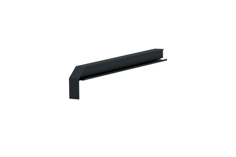 Fensterbankabschluss A 600 GS/24, Variante Softline Plus, Oberfläche RAL 7016, Ausrichtung links, Ansicht innen, Ausladung 260 mm