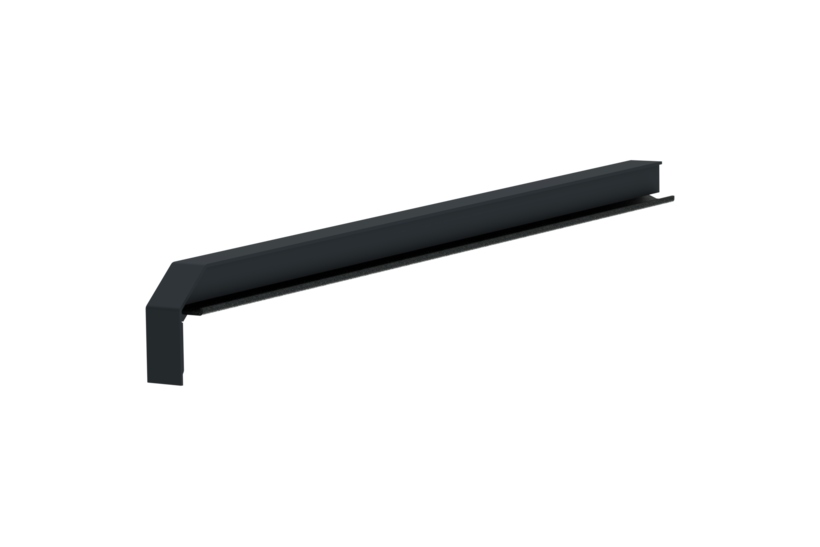 Fensterbankabschluss A 600 GS/24, Variante Softline Plus, Oberfläche RAL 7016, Ausrichtung links, Ansicht innen, Ausladung 400 mm