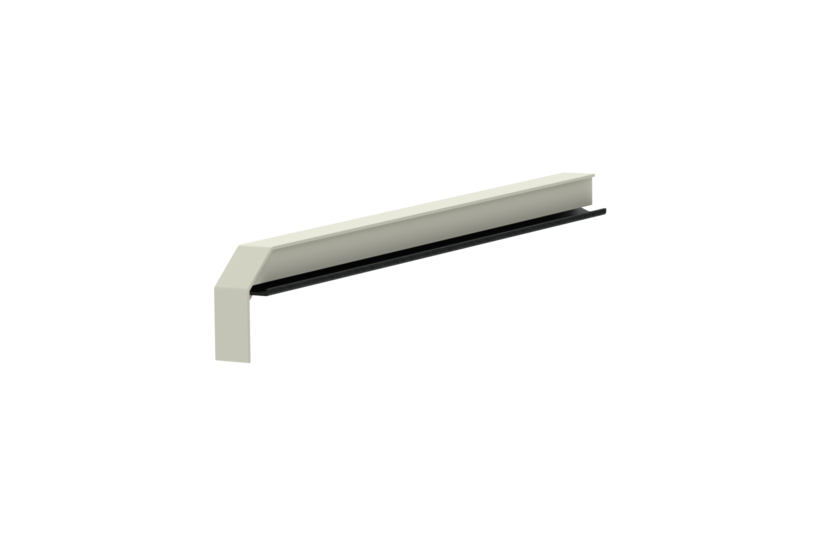 Fensterbankabschluss A 600 GS/24, Variante Softline Plus , Oberfläche RAL 9016, Ausrichtung links, Ansicht innen, Ausladung 300 mm