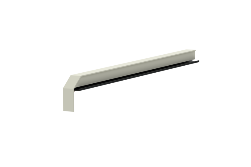 Fensterbankabschluss A 600 GS/24, Variante Softline Plus , Oberfläche RAL 9016, Ausrichtung links, Ansicht innen, Ausladung 340 mm