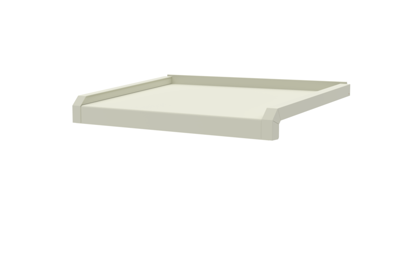 Fensterbank, Variante Softline Plus, inklusive Fensterbank Abschluss A600 GS/24, Oberfläche RAL 9016 Ausladung 340 mm