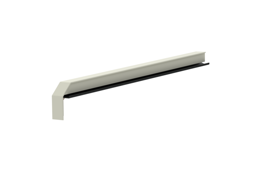 Fensterbankabschluss A 600 GS/24, Variante Softline Plus , Oberfläche RAL 9016, Ausrichtung links, Ansicht innen, Ausladung 380 mm