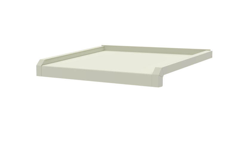 Fensterbank, Variante Softline Plus, inklusive Fensterbank Abschluss A600 GS/24, Oberfläche RAL 9016 Ausladung 380 mm