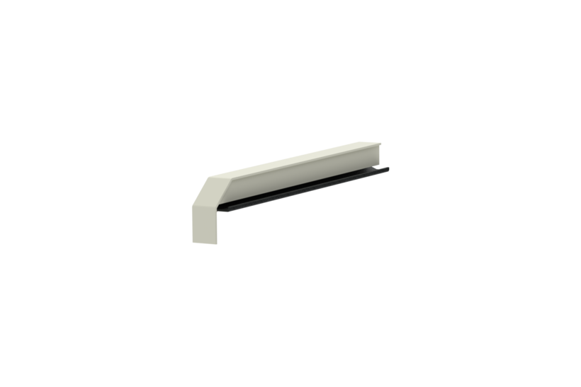 Fensterbankabschluss A600GS/24, Variante Standard, Oberfläche RAL 9016, Ausrichtung links, Ansicht innen, Ausladung 210 mm