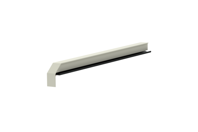 Window sill trim A600GS/24, standard version, surface RAL 9016, left-hand alignment, view inside, projection 330 mm