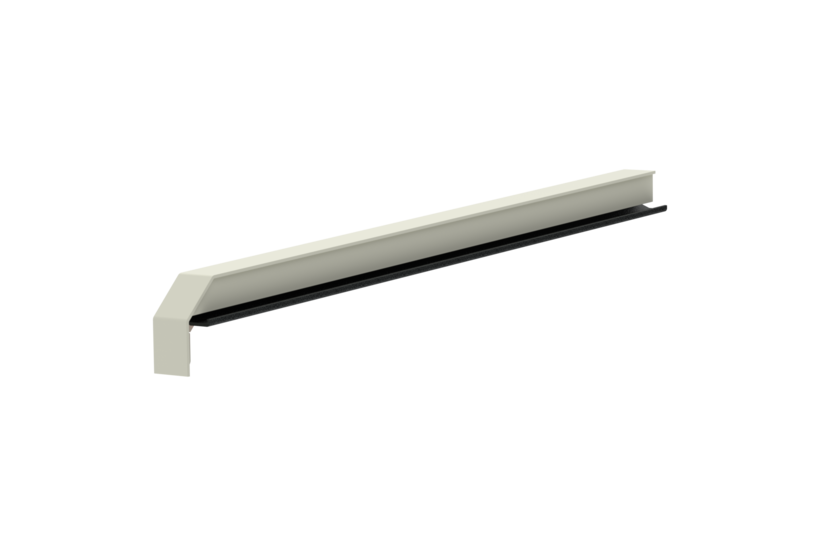 Window sill trim A600GS/24, standard version, surface RAL 9016, orientation right, external view, projection 390 mm