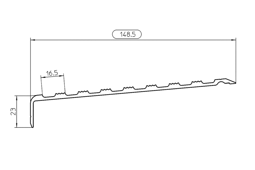 Zeichnung Fensterbank Zubehör Austrittsprofil TSP 15