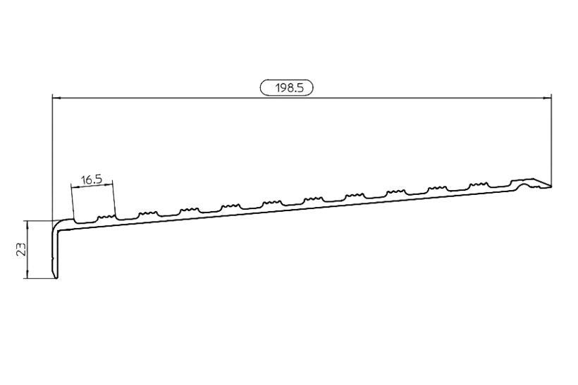 Zeichnung Fensterbank Zubehör Austrittsprofil TSP 21