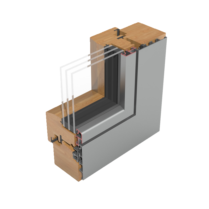 wood-aluminum window system element triangle