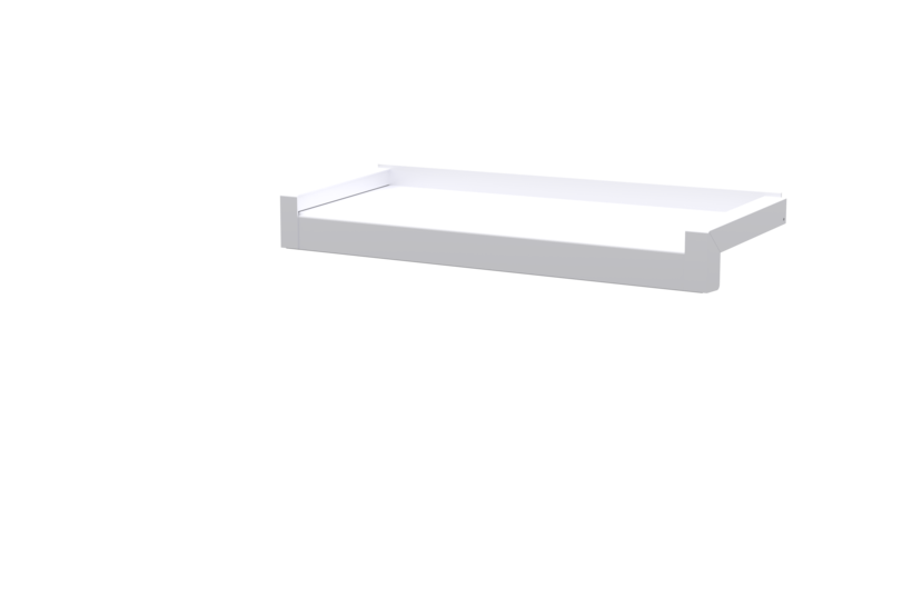 Fensterbank inklusive Gleitabschluss A500V/24, Farbe Alu blank, Ausladung 165 mm
