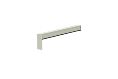 Gleitabschluss A 500 V, Farbe RAL 9016, Ausrichtung links, Ansicht innen, Ausladung 240 mm