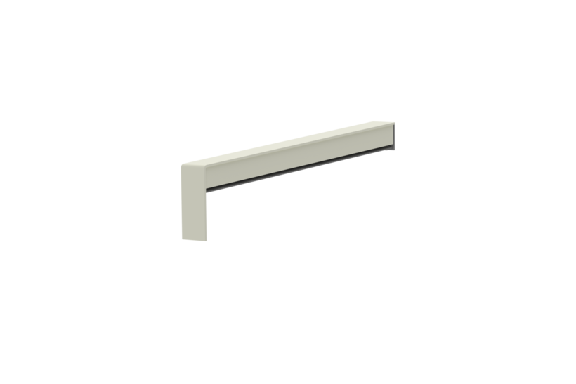 Gleitabschluss A 500 V, Farbe RAL 9016, Ausrichtung links, Ansicht innen, Ausladung 240 mm