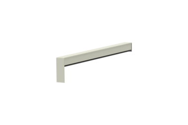 Gleitabschluss A 500 V, Farbe RAL 9016, Ausrichtung rechts, Ansicht innen, Ausladung 260 mm