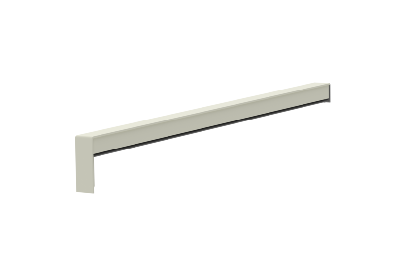 Gleitabschluss A 500 V, Farbe RAL 9016, Ausrichtung rechts, Ansicht innen, Ausladung 400 mm
