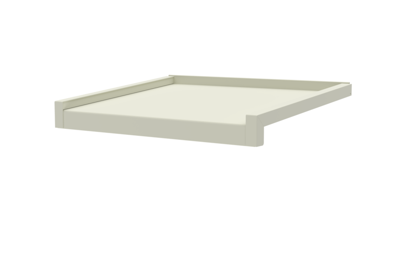 Fensterbank inkl. Gleitabschluss, Farbe RAL 9016, Ausladung 400 mm