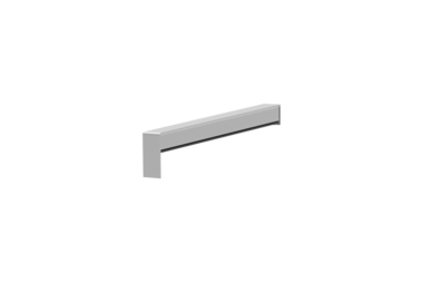 Gleitabschluss A 500 V/24, Variante Standard, Oberfläche Alu blank, Ausrichtung links, Ansicht innen, Ausladung 210 mm