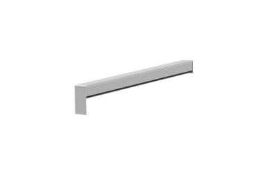 Gleitabschluss A 500 V/24, Variante Standard, Oberfläche Alu blank, Ausrichtung links, Ansicht innen, Ausladung 290 mm
