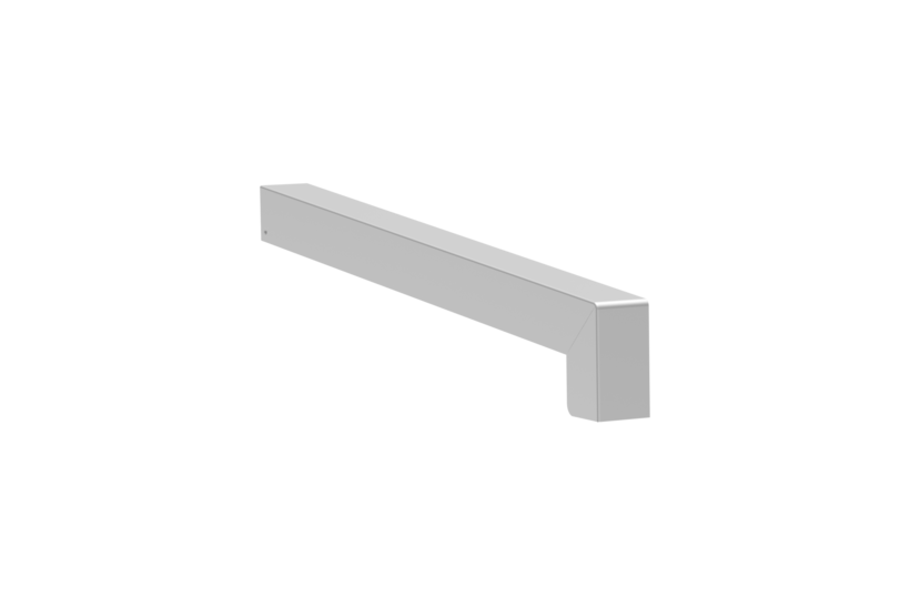 Gleitabschluss A 500 V/24, Variante Standard, Oberfläche Alu blank, Ausrichtung links, Ansicht aussen, Ausladung 310 mm