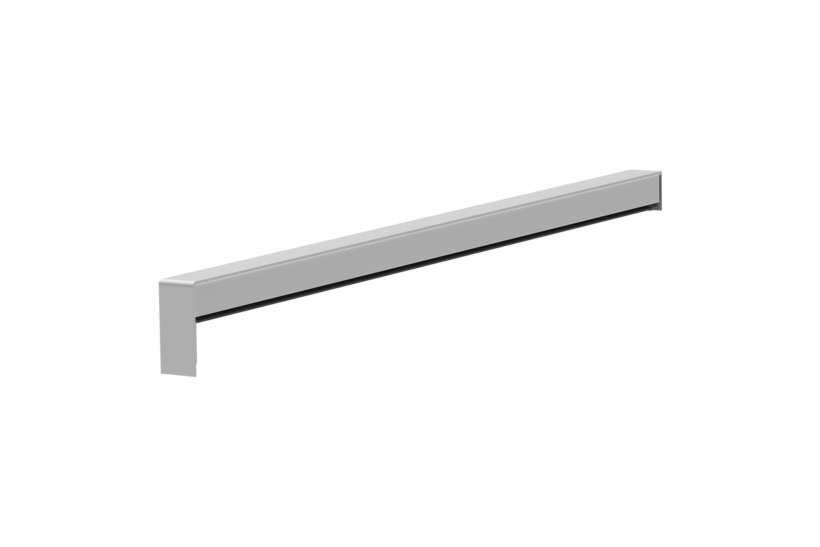 Gleitabschluss A 500 V/24, Variante Standard, Oberfläche Alu blank, Ausrichtung links, Ansicht innen, Ausladung 390 mm