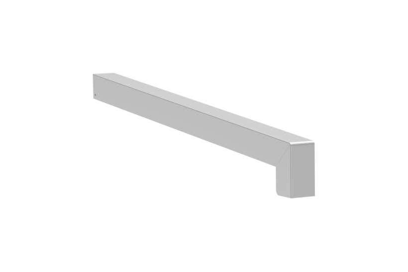 Gleitabschluss A 500 V/24, Variante Standard, Oberfläche Alu blank, Ausrichtung links, Ansicht aussen, Ausladung 390 mm