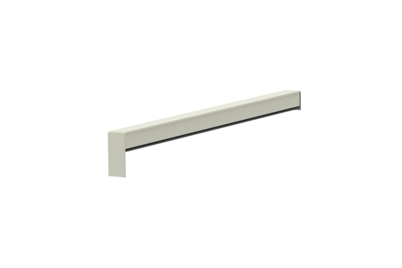 Gleitabschluss A 500 V/24, Variante Standard, Oberfläche RAL 9016, Ausrichtung links, Ansicht innen, Ausladung 310 mm