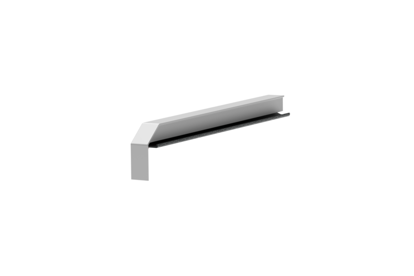Fensterbankabschluss A 600 GS/24, Variante Standard, Oberfläche Alu blank, Ausrichtung links, Ansicht innen, Ausladung 240 mm