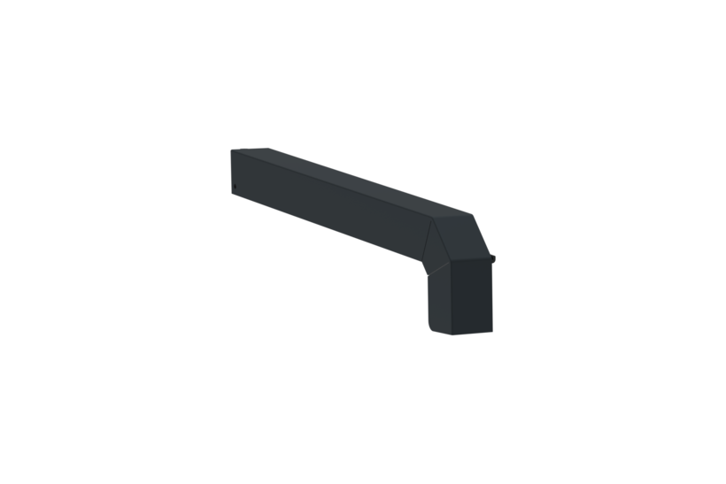 Fensterbankabschluss A 600 GS/24, Variante Softline Plus, Oberfläche RAL 7016, Ausrichtung links, Ansicht aussen, Ausladung 260 mm
