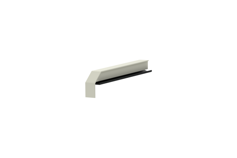 Fensterbankabschluss A600GS/24, Variante Standard, Oberfläche RAL 9016, Ausrichtung links, Ansicht innen, Ausladung 170 mm