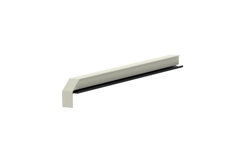 Fensterbankabschluss A600GS/24, Variante Standard, Oberfläche RAL 9016, Ausrichtung links, Ansicht innen, Ausladung 310 mm