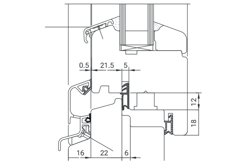 Zeichnung Universal Regenschutzschiene RS-Schiene AP 16.23 D