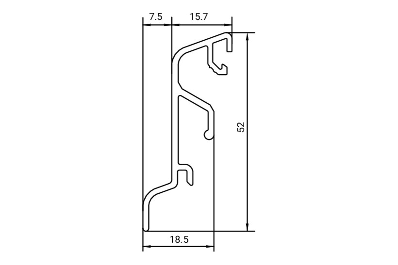 Zeichnung Universal Regenschutzschiene RS-Schiene AP 16.24