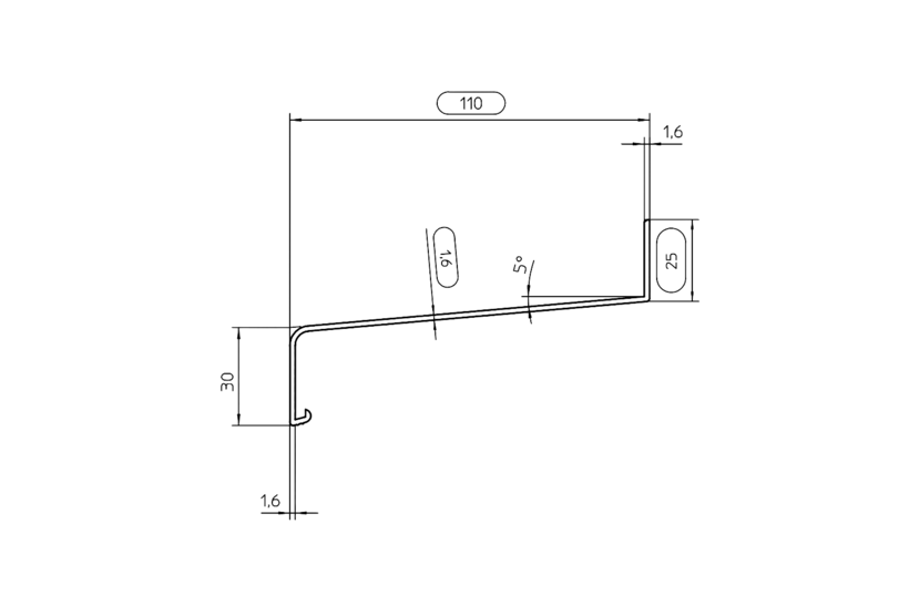 Zeichnung Fensterbank Standard Fensterbank ST 110 mm 30 mm