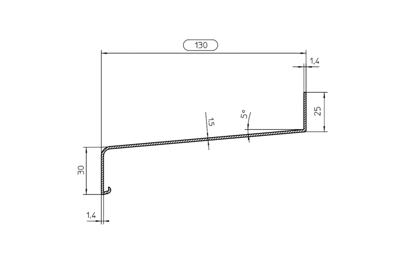 Zeichnung Fensterbank Standard Fensterbank ST 130 mm 30 mm