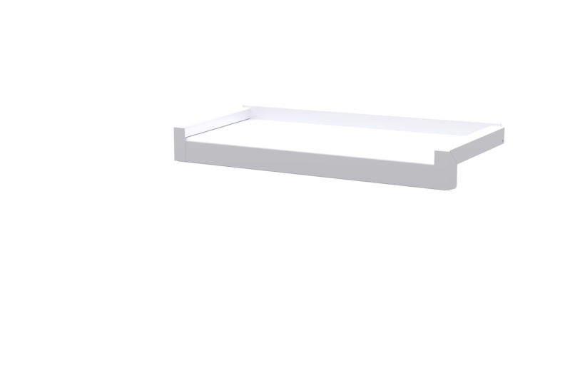 Fensterbank inklusive Gleitabschluss A500V/24, Farbe Alu blank, Ausladung 180 mm