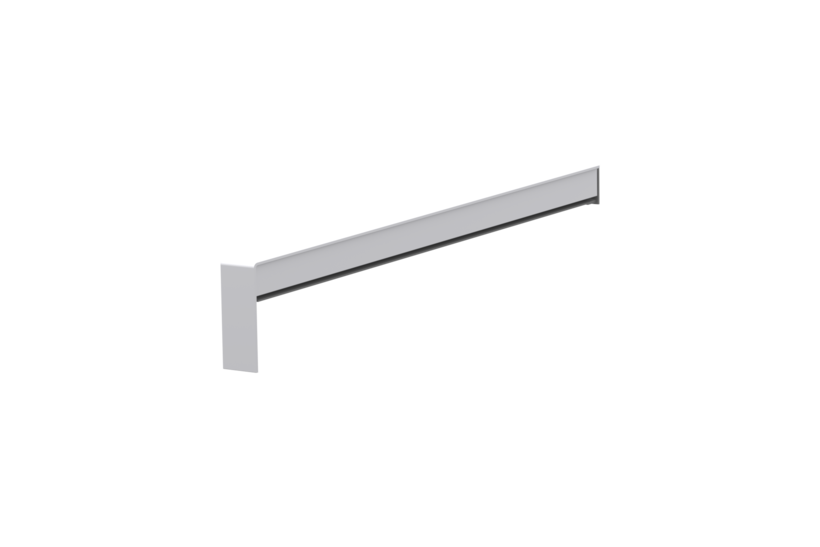 Gleitabschluss A 500 V, Farbe Alu blank, Ausladung 300 mm, Ausrichtung links, Ansicht innen
