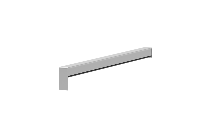 Gleitabschluss A 500 V/24, Variante Standard, Oberfläche Alu blank, Ausrichtung links, Ansicht innen, Ausladung 290 mm