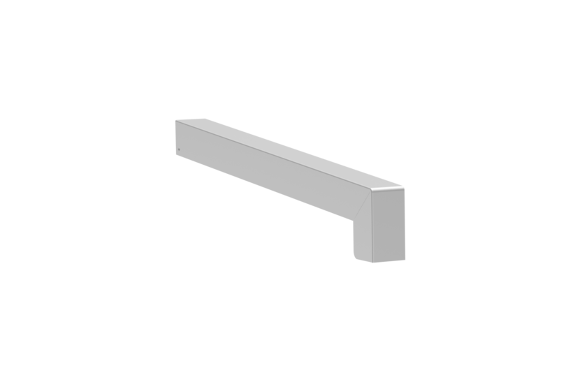 Gleitabschluss A 500 V/24, Variante Standard, Oberfläche Alu blank, Ausrichtung links, Ansicht aussen, Ausladung 290 mm