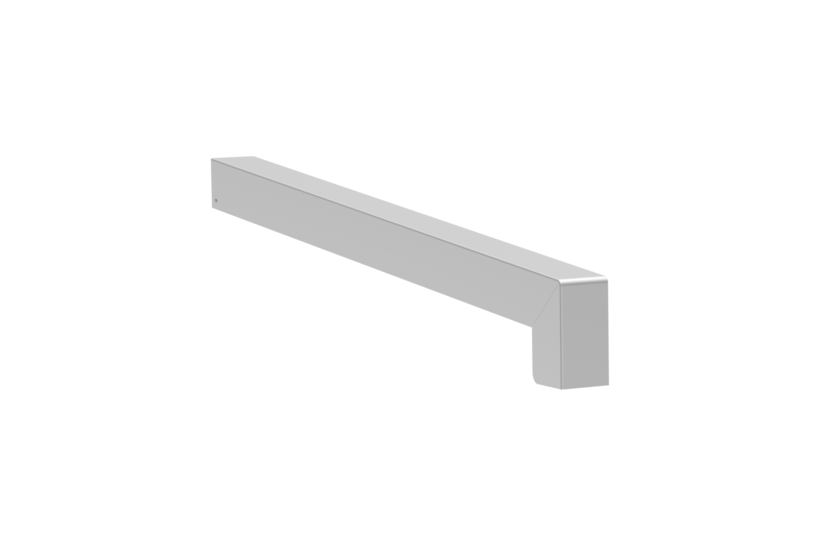 Gleitabschluss A 500 V/24, Variante Standard, Oberfläche Alu blank, Ausrichtung links, Ansicht aussen, Ausladung 350 mm