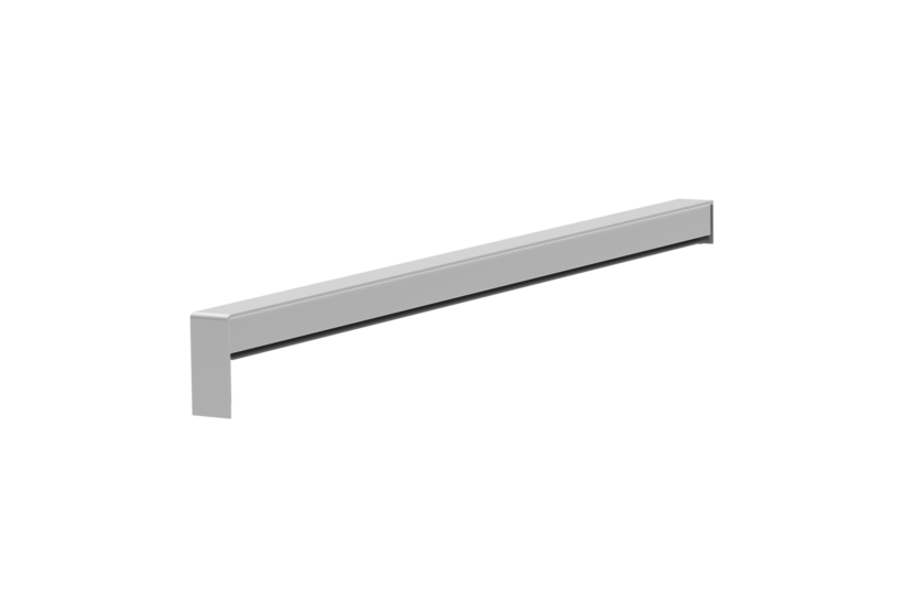 Gleitabschluss A 500 V/24, Variante Standard, Oberfläche Alu blank, Ausrichtung links, Ansicht innen, Ausladung 370 mm