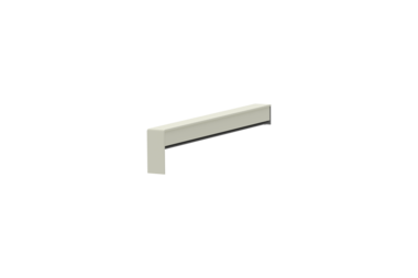 Gleitabschluss A 500 V/24, Variante Standard, Oberfläche RAL 9016, Ausrichtung links, Ansicht innen, Ausladung 190 mm