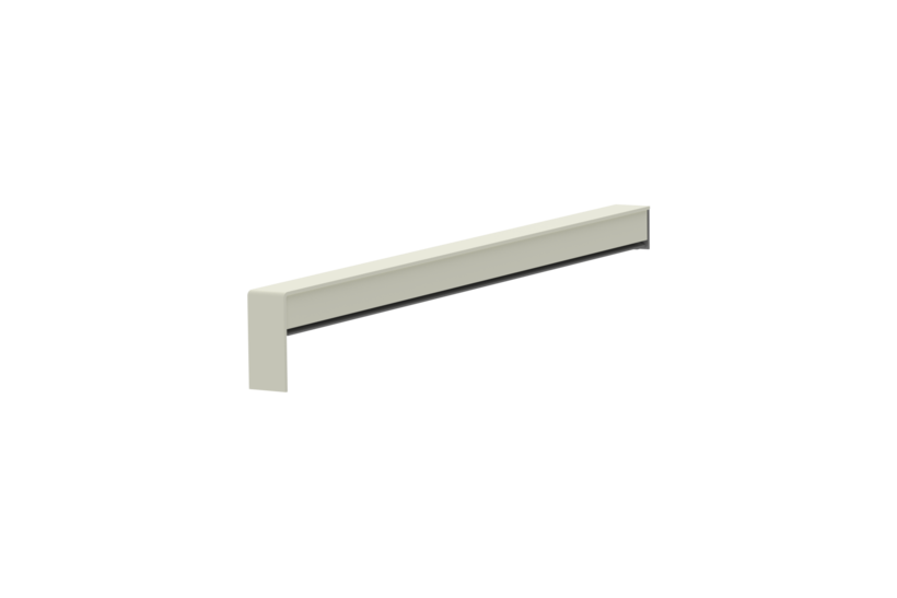 Gleitabschluss A 500 V/24, Variante Standard, Oberfläche RAL 9016, Ausrichtung links, Ansicht innen, Ausladung 290 mm