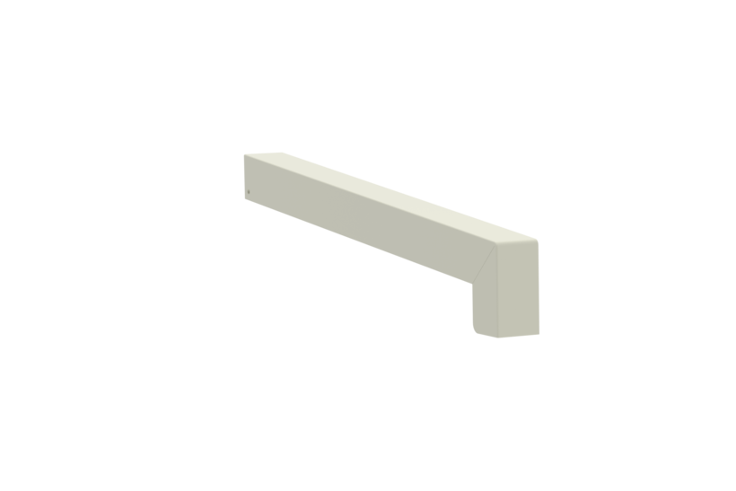 Gleitabschluss A 500 V/24, Variante Standard, Oberfläche RAL 9016, Ausrichtung links, Ansicht aussen, Ausladung 290 mm
