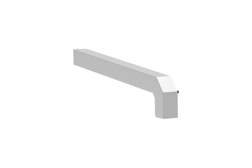 Fensterbankabschluss A 600 GS/24, Variante Standard, Oberfläche Alu blank, Ausrichtung links, Ansicht aussenn, Ausladung 300 mm